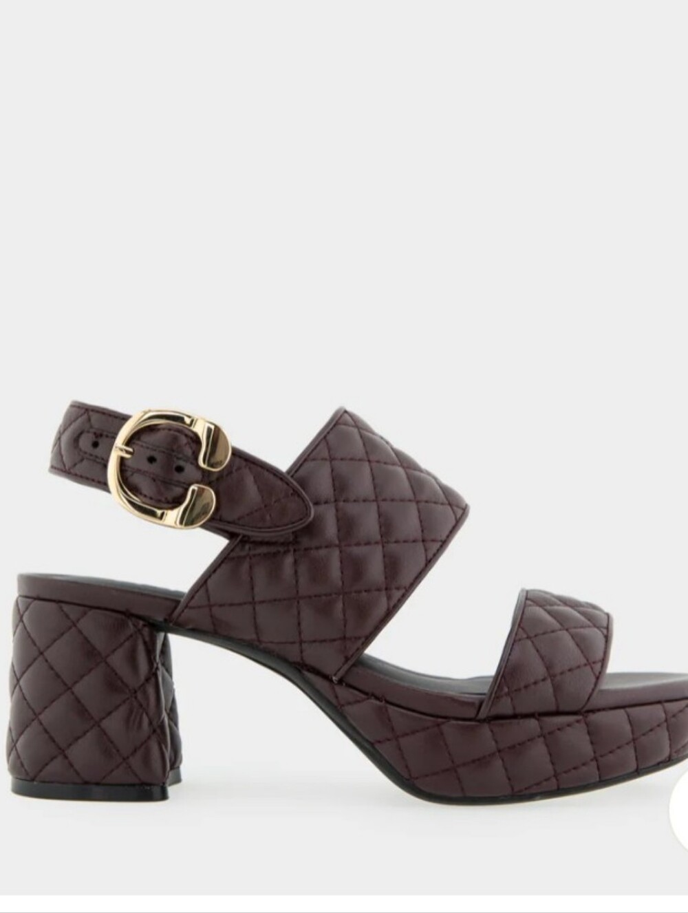 AEROSOLES Quilted Block Heel Sandal in Deep Aubergine - Picture 7 of 9
